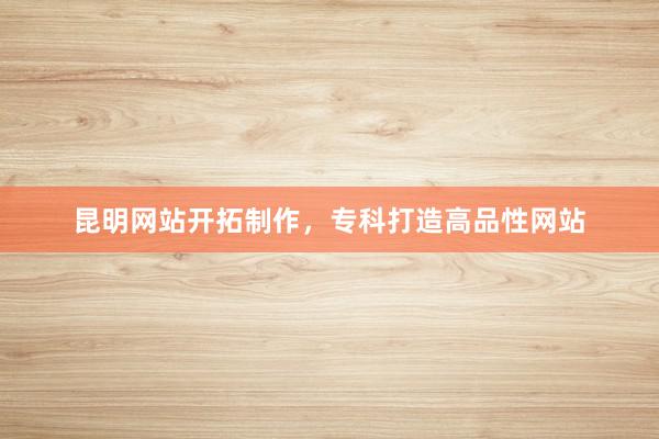 昆明网站开拓制作，专科打造高品性网站