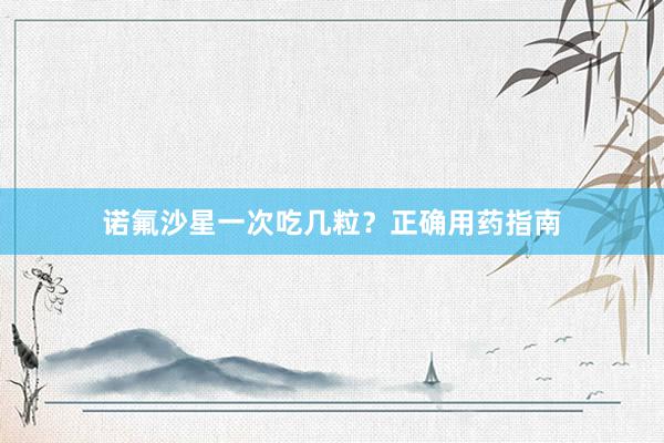 诺氟沙星一次吃几粒？正确用药指南